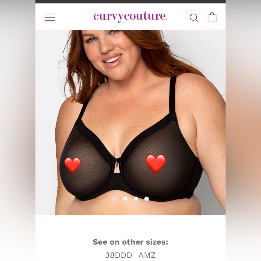 Curvy Couture Black Mesh Bra 38DDD